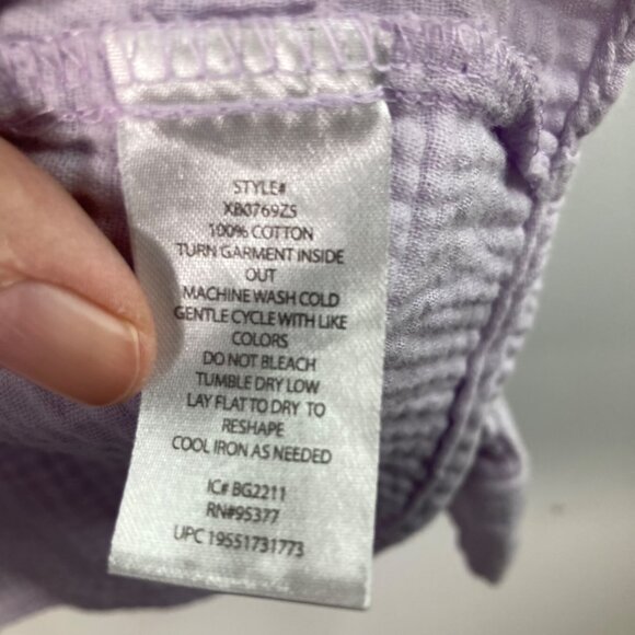 Womens Social Standard Gauze Long Sleeve Button Shirt Lilac L Cotton Pockets Rol - Picture 9 of 10